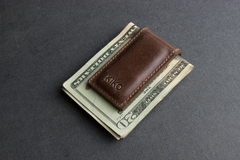 Premium Magnetic Money Clip - Sleek Cowhide Leather, Quick Cash Access