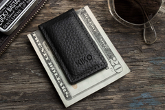 Premium Magnetic Money Clip - Sleek Cowhide Leather, Quick Cash Access