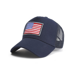 Stylish American Flag Trucker Hat with Adjustable Strap | Breathable & Unisex Cap for Outdoor Activities