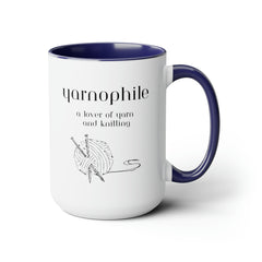 Yarnophile Yarn and Knitting Lover Two-Tone Coffee Mugs, 15oz