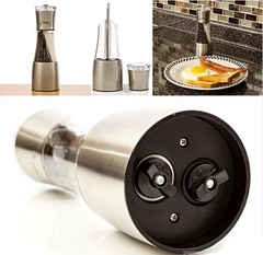 TWIN TWISTER Salt And Pepper Crusher - 2-in-1 Manual Mill | Adjustable Coarseness | Stainless Steel | Space-saving Design