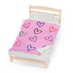 Pink Heart Fleece Velveteen Plush Blanket Valentine's Day