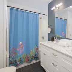 Ocean/Sea Themed Shower Curtain with Coral and Octopus