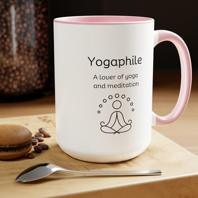 Yogaphile Yoga Meditation Lover Two-Tone Coffee Mugs, 15oz