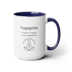 Yogaphile Yoga Meditation Lover Two-Tone Coffee Mugs, 15oz