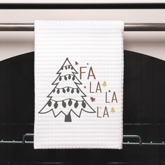 Christmas Farmhouse Fa La La Tea Towel - Decorative Christmas Kitchen Hand Towel