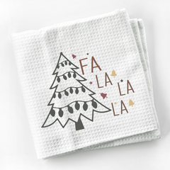 Christmas Farmhouse Fa La La Tea Towel - Decorative Christmas Kitchen Hand Towel