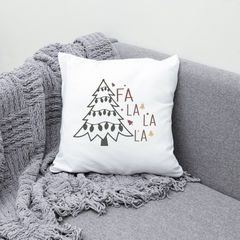 Christmas Fa La La Throw Pillow Cover - Holiday Cozy Rustic Home Accent Pillowcase for Airbnb Decor | Winter Pillow for Couch, Sofa, Bed