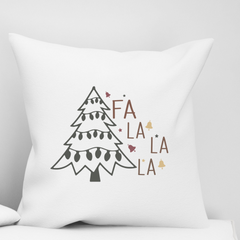 Christmas Fa La La Throw Pillow Cover - Holiday Cozy Rustic Home Accent Pillowcase for Airbnb Decor | Winter Pillow for Couch, Sofa, Bed