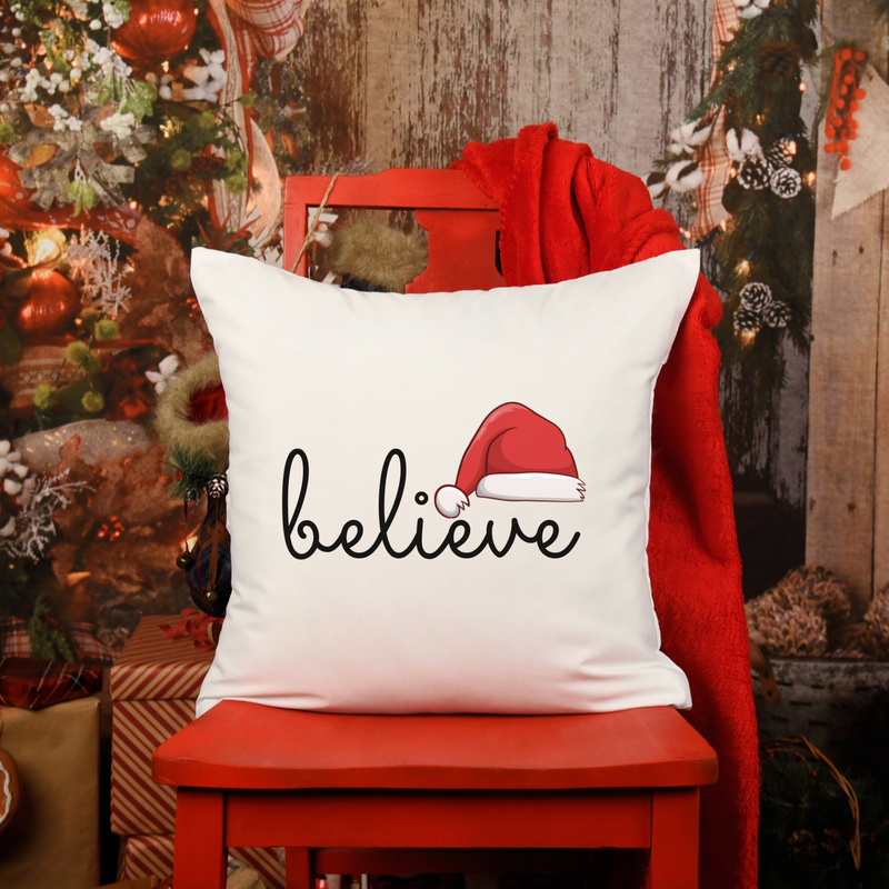 Believe Sarcastic Christmas Pillow | Funny Santa Throw Pillow Cover – Perfect Holiday Decor