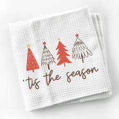 Christmas Farmhouse Tis Season Tea Towel - Decorative Holiday Kitchen Hand Towel