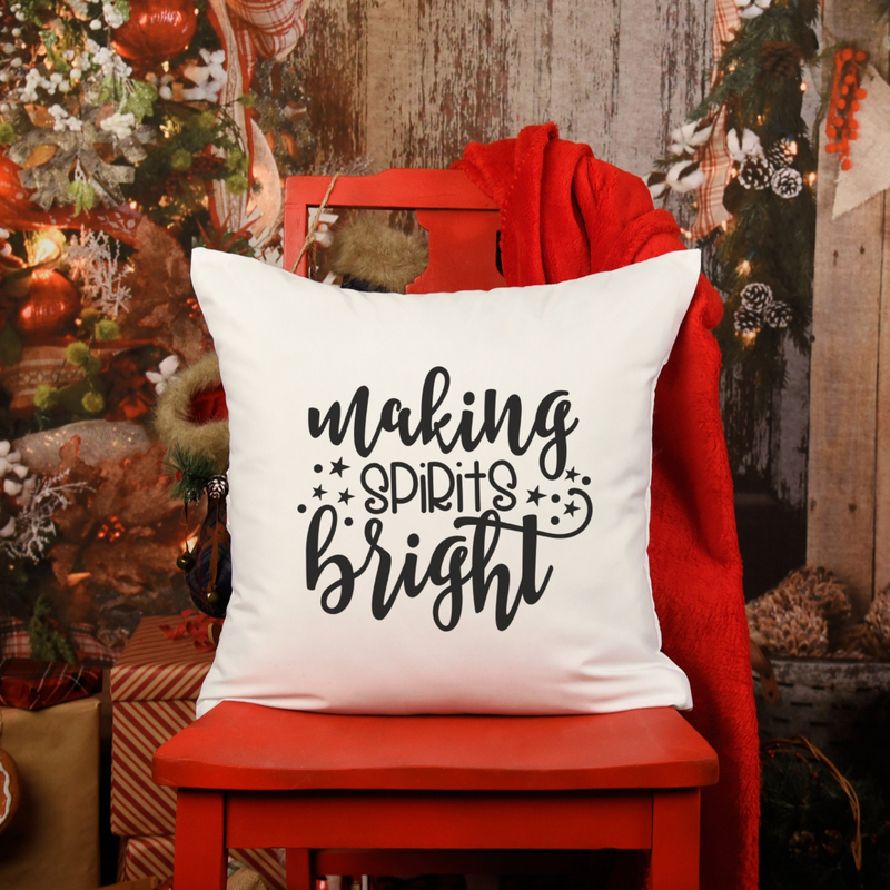 Making Spirits Bright Sarcastic Christmas Pillow | Funny Holiday Throw Pillow Cover | Christmas Decor Pillowcase