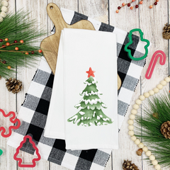 Christmas Farmhouse Snowy Tree Tea Towel – Festive & Decorative Kitchen Hand Towel