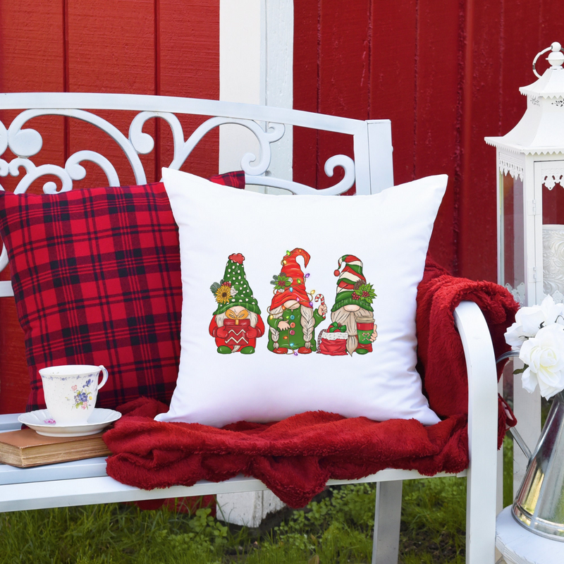 Christmas Funny Gnome Throw Pillow Cover - Cozy Winter Holiday Sofa & Bed Pillowcase