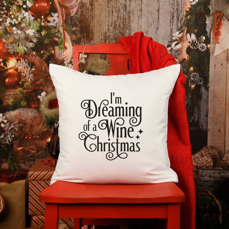 Sarcastic Christmas Pillow - Funny Holiday Throw Pillow Cover for Wine Lovers