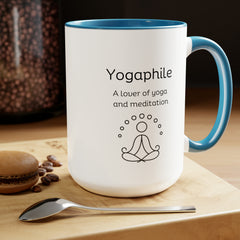 Yogaphile Yoga Meditation Lover Two-Tone Coffee Mugs, 15oz