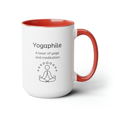 Yogaphile Yoga Meditation Lover Two-Tone Coffee Mugs, 15oz