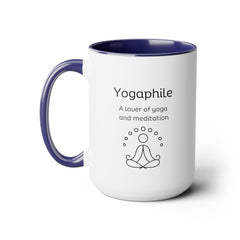 Yogaphile Yoga Meditation Lover Two-Tone Coffee Mugs, 15oz