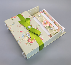 Elegant 42-Piece Stationery Gift Box Set with Reusable Desktop Organizer and Gold Pen - Coral Pink & Sage Green Floral