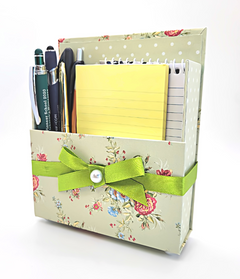 Elegant 42-Piece Stationery Gift Box Set with Reusable Desktop Organizer and Gold Pen - Coral Pink & Sage Green Floral