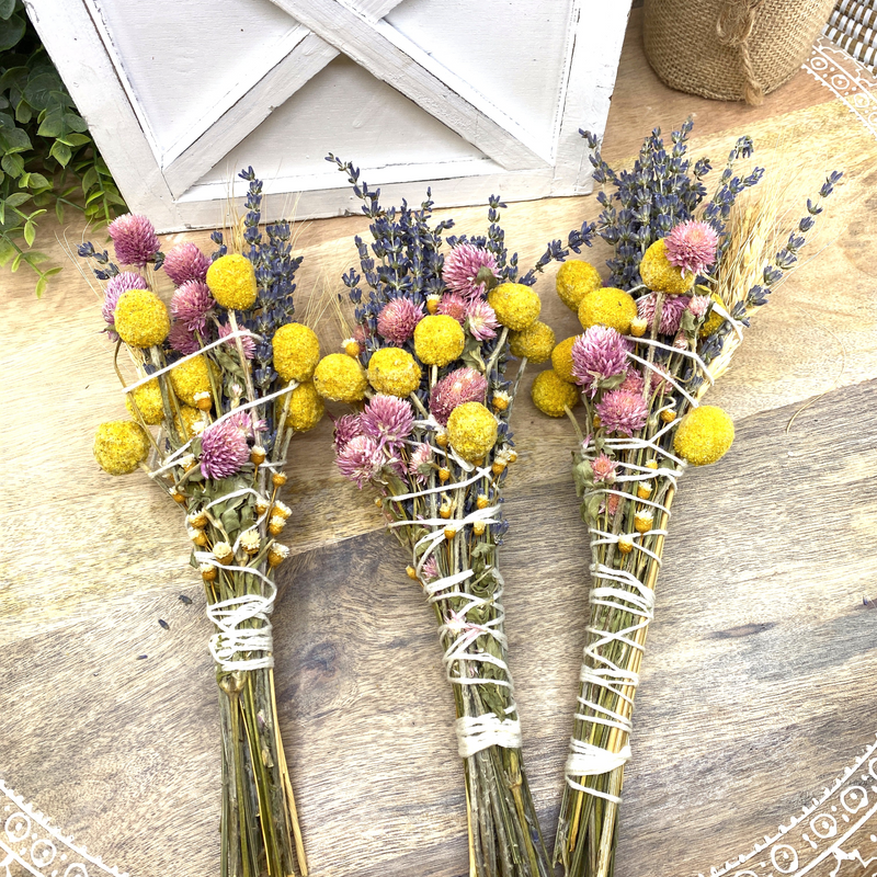 Lavender & Wheat Floral Wand Smudge Stick 6” - Positive Energy, Heart Chakra, Cleansing & Abundance