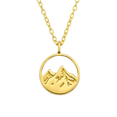 Elegant Gold Mountain Necklace - Sterling Silver with Gold Plating, Perfect Gift for Her