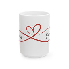 Personalized Infinity Heart Ceramic 15oz white Mug