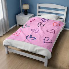 Pink Heart Fleece Velveteen Plush Blanket Valentine's Day