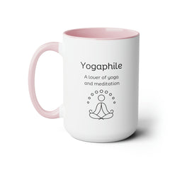 Yogaphile Yoga Meditation Lover Two-Tone Coffee Mugs, 15oz