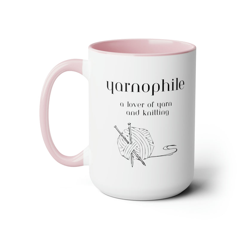 Yarnophile Yarn and Knitting Lover Two-Tone Coffee Mugs, 15oz