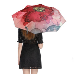 Red Poppy Flower Automatic Umbrella with Anti-UV Coating