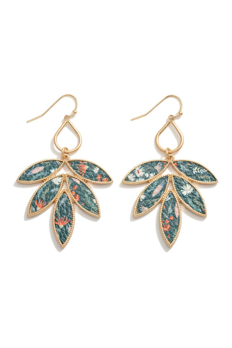 Elegant Floral Leather Earrings – Lead & Nickel Free, 2.5