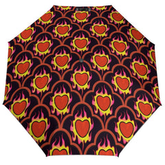 Hearts on Fire Auto Umbrella with Blackout Interior Valentines Umbrella Gift