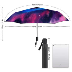 Galaxy Swirl Pink and Blue Stars Automatic Umbrella with Anti-UV Coating