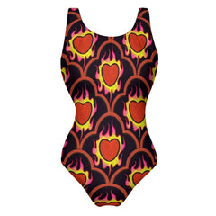 Burning Hearts One-Piece Women's Swimsuit Valentines