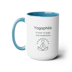 Yogaphile Yoga Meditation Lover Two-Tone Coffee Mugs, 15oz