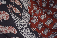 Red and Black Paisley Hand Block Printed Cotton Fabric | Natural Dyes & Artisanal Craftsmanship