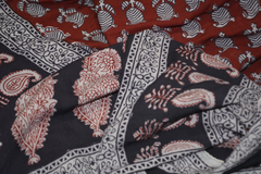 Red and Black Paisley Hand Block Printed Cotton Fabric | Natural Dyes & Artisanal Craftsmanship