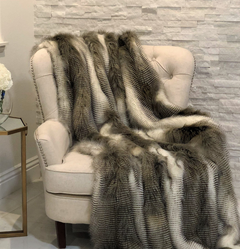 Alaskan Hawk Faux Fur Handmade Luxury Throw - Ultimate Cozy Warmth & Luxurious Comfort