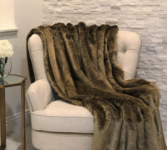 Tissavel Volga Rabbit Faux Fur Handmade Luxury Throw - Ultra Soft, Hypoallergenic & Elegant Decor Piece