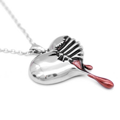 Controse Bleeding Heart Necklace - Stainless Steel with Red Epoxy, Symbol of Strength and Healing