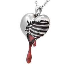 Controse Bleeding Heart Necklace - Stainless Steel with Red Epoxy, Symbol of Strength and Healing