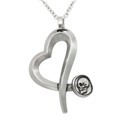 Skull Nail Heart Necklace - 316L Stainless Steel, Adjustable Chain, Gothic Jewelry