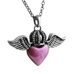 Controse Heart Of Royalty Necklace - Stainless Steel Winged Heart Pendant