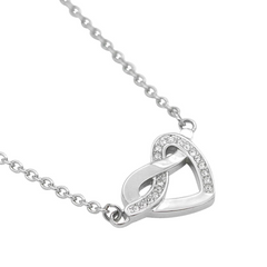 Glimmering Heart Knot Necklace - Dazzling Stainless Steel Jewelry with Swarovski Crystals, Perfect for Any Occasion