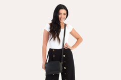 Boxed Crossbody - Stylish Genuine Leather Handbag with Top Handle and Adjustable Shoulder Strap | Elegant and Versatile