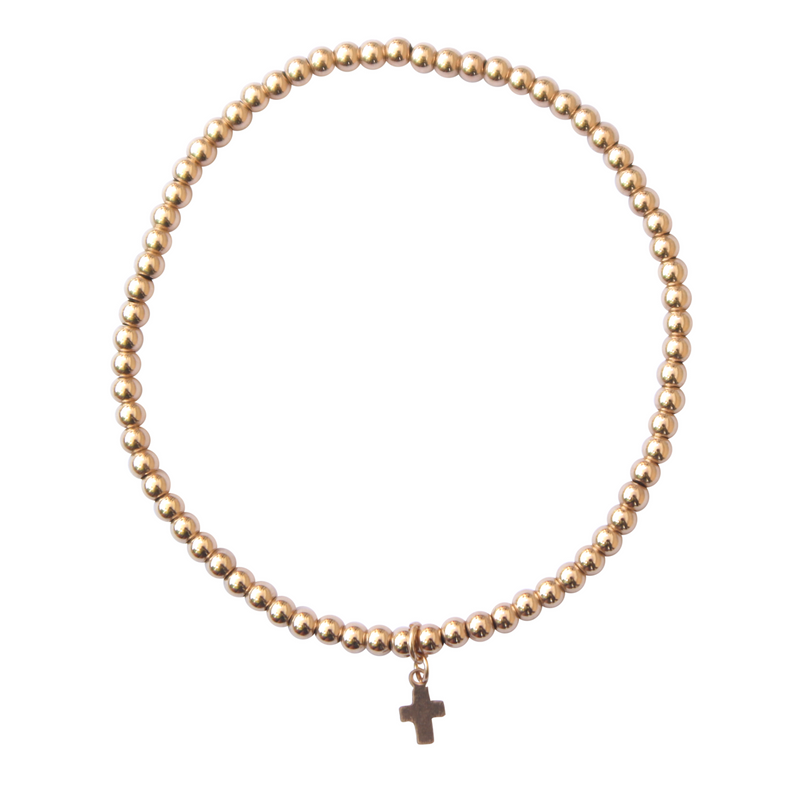 Elegant 14k Gold Filled Cross Charm Bracelet - Handmade in the USA