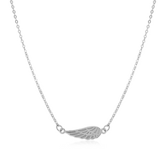 Elegant 14K White Gold Angel Wing Necklace - 18" Chain, Feathery Grace