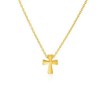 14k Yellow Gold Cross Pendant Necklace - Classic & Elegant Symbol of Faith