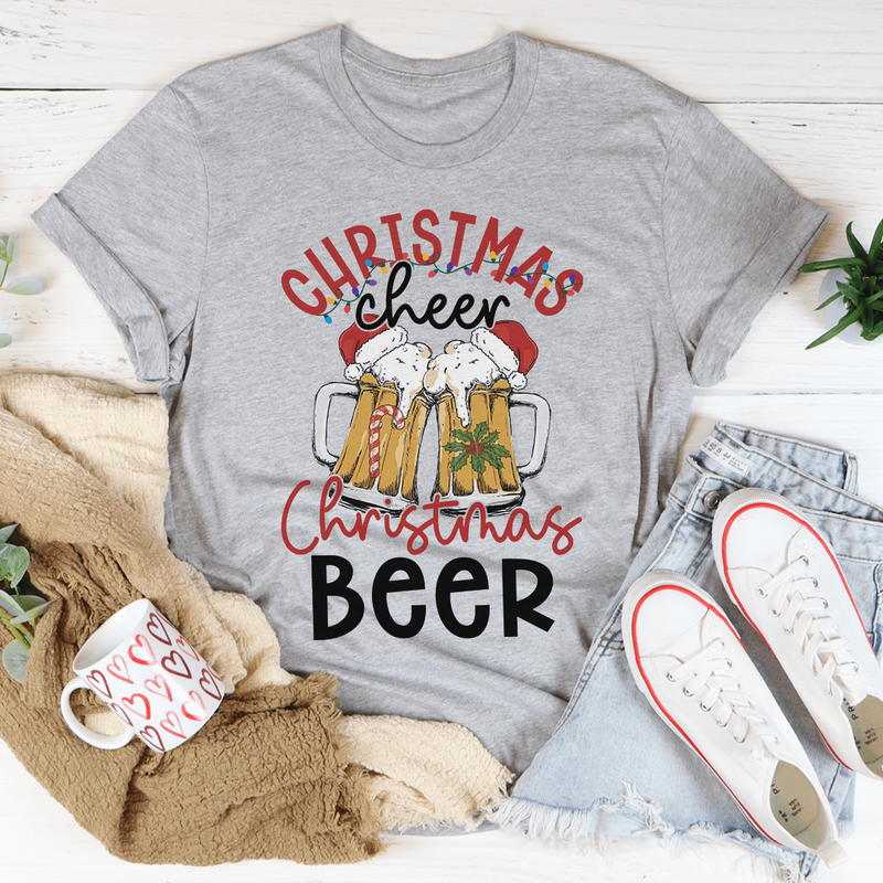 Festive Christmas Beer T-Shirt - Unique USA-Made Cotton Tee for the Holidays